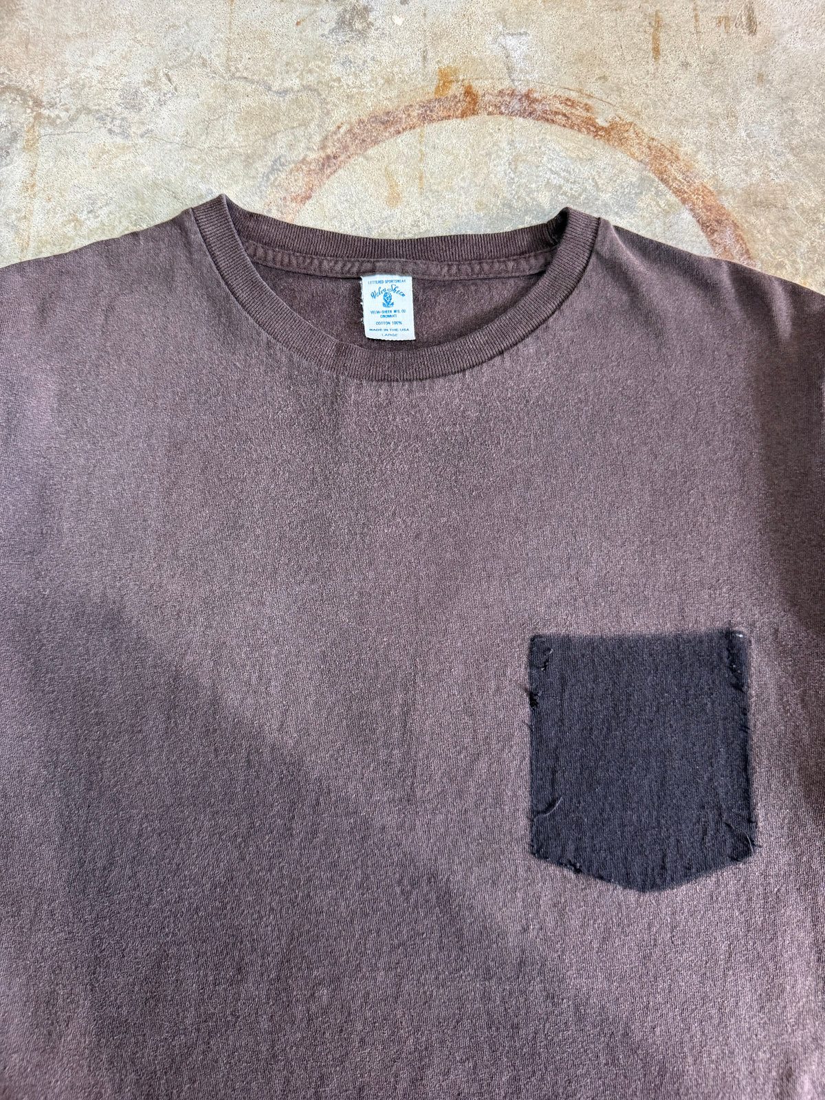 1990s Faded Black Ghost Pocket Blank Tee (Large)