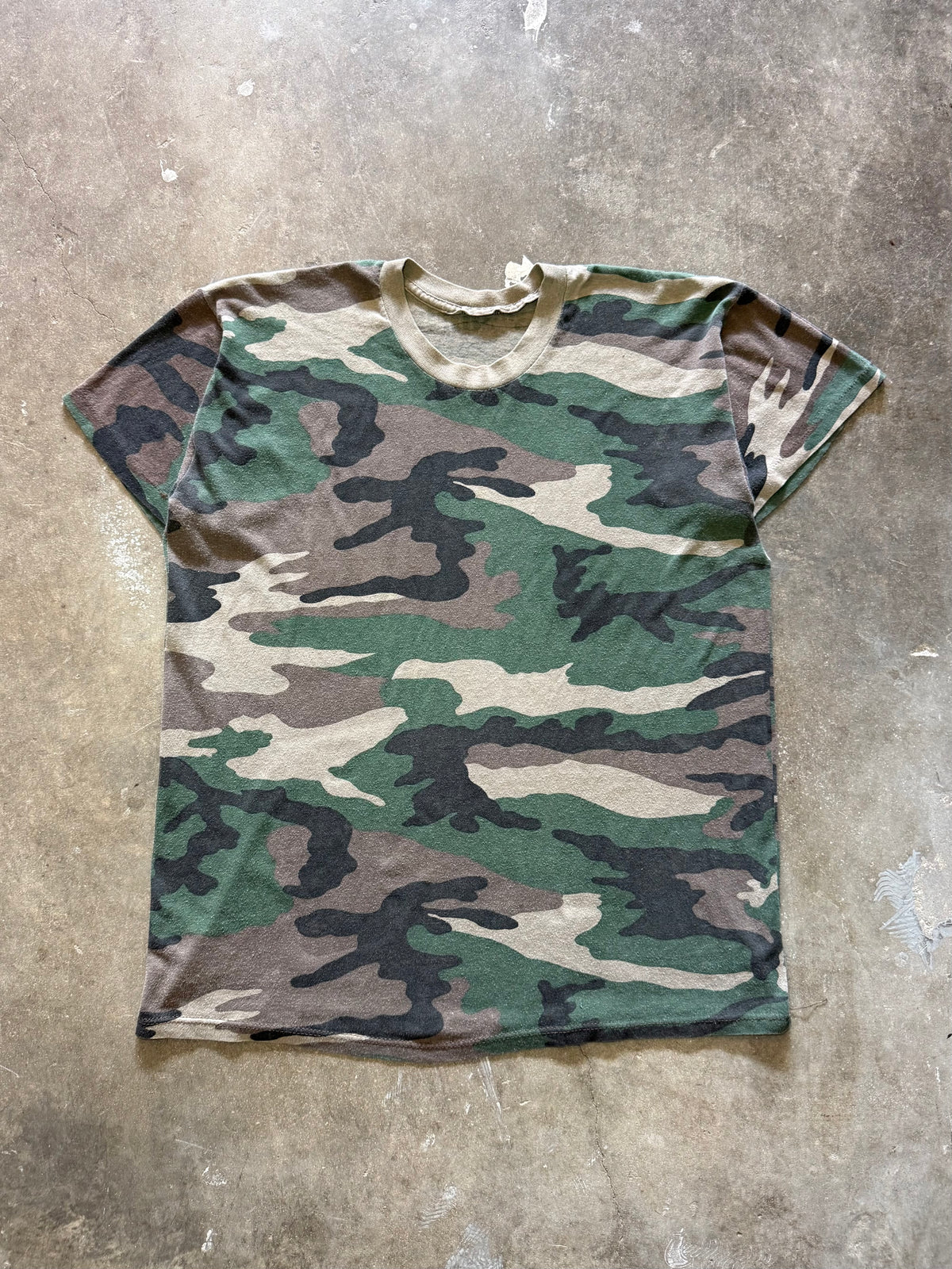 1990s Faded Camo Ringer Tee (Medium)