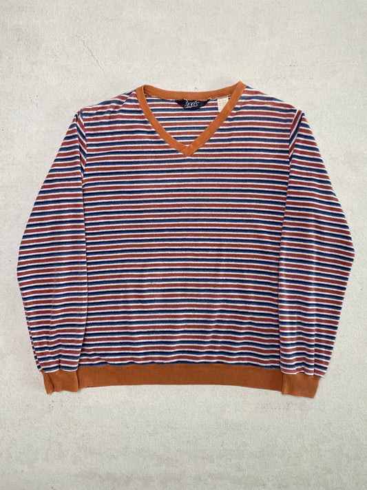 1980s Levi’s V-Neck Striped Sweater [L]