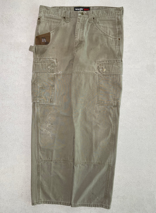 1990s Tan Wrangler Riggs Workwear Cargo Pants [34x32]