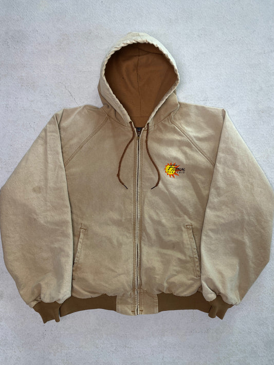 1990s Sunfaded Workwear Zip Up Jacket [XL]