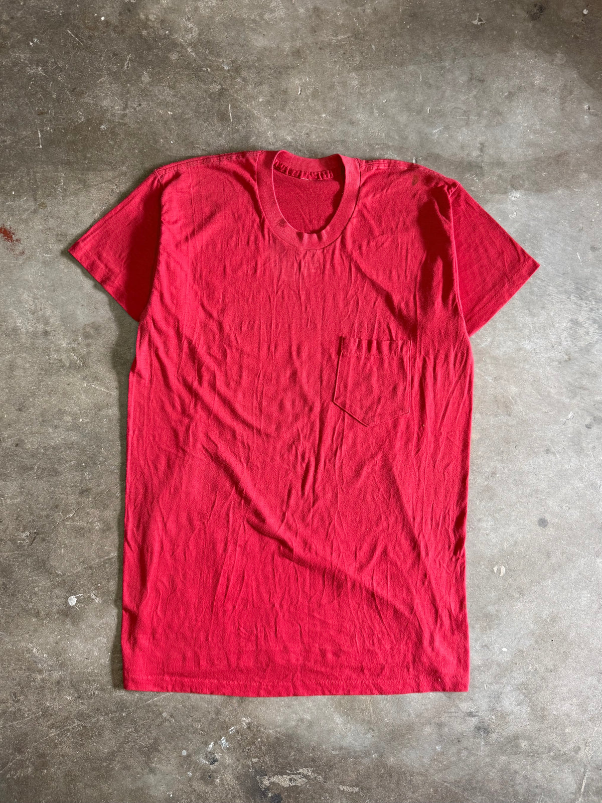 1960s Faded Red Selvaged Pocket Blank Tee (Medium)