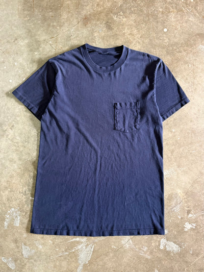1990s Faded Navy Blank Pocket Tee (Large)