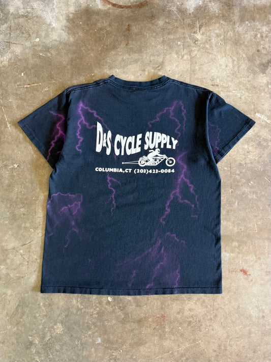 1990s Faded Lightning Thunder Biker Tee (Large)
