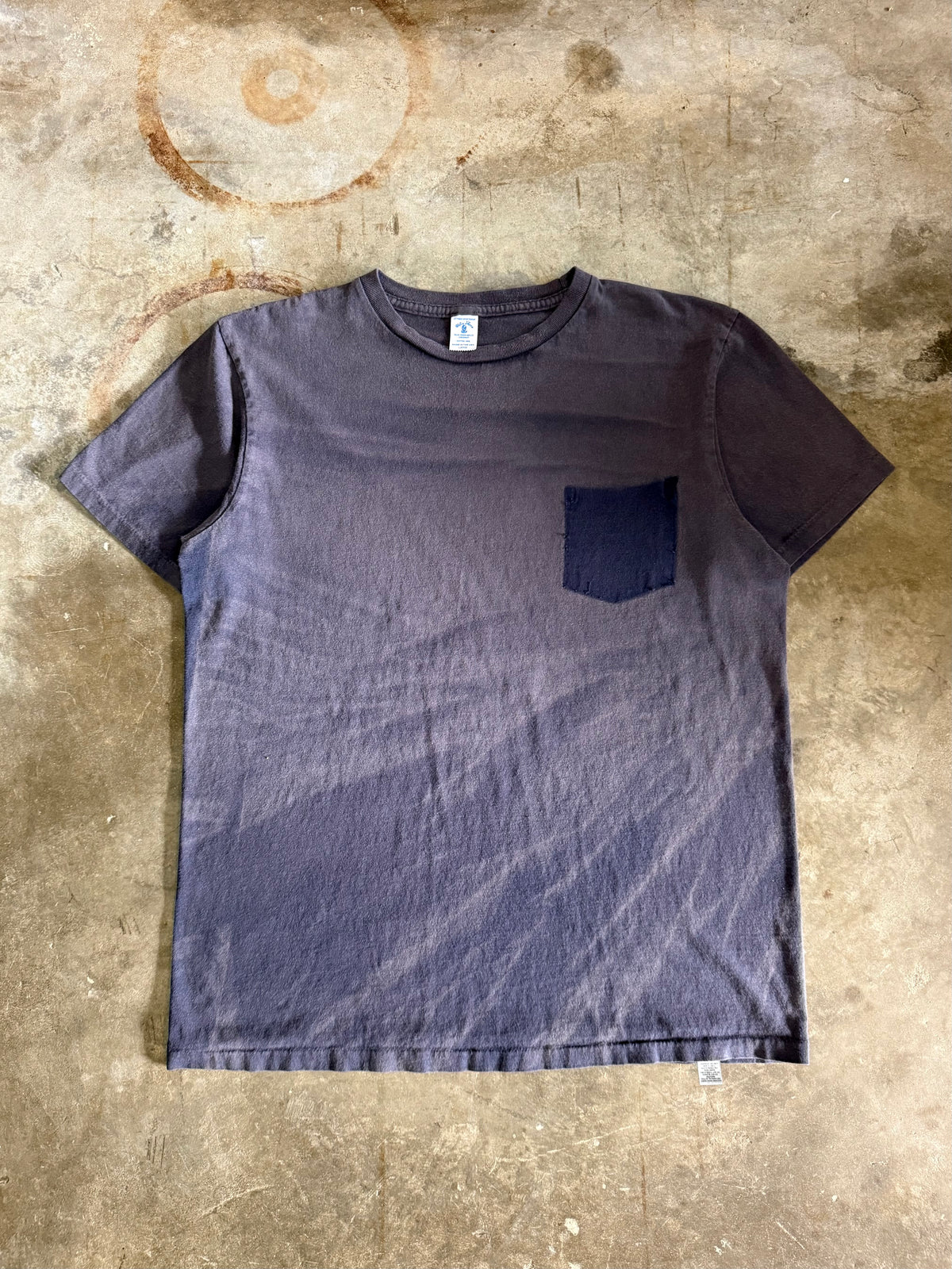1990s Faded Navy Ghost Pocket Blank Tee (Large)