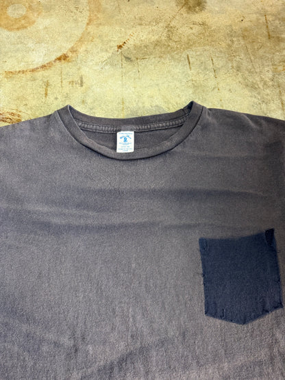 1990s Faded Navy Ghost Pocket Blank Tee (Large)