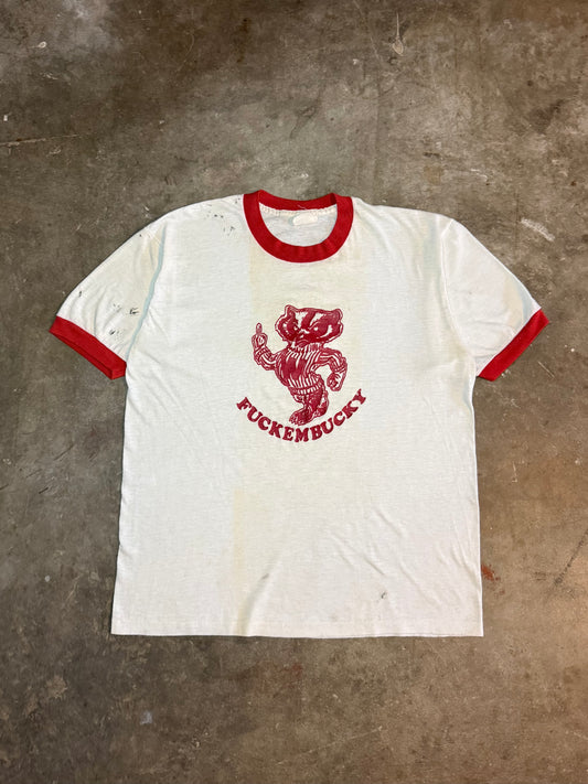 1980s Fuck Em' Bucky Ringer Tee (Medium)