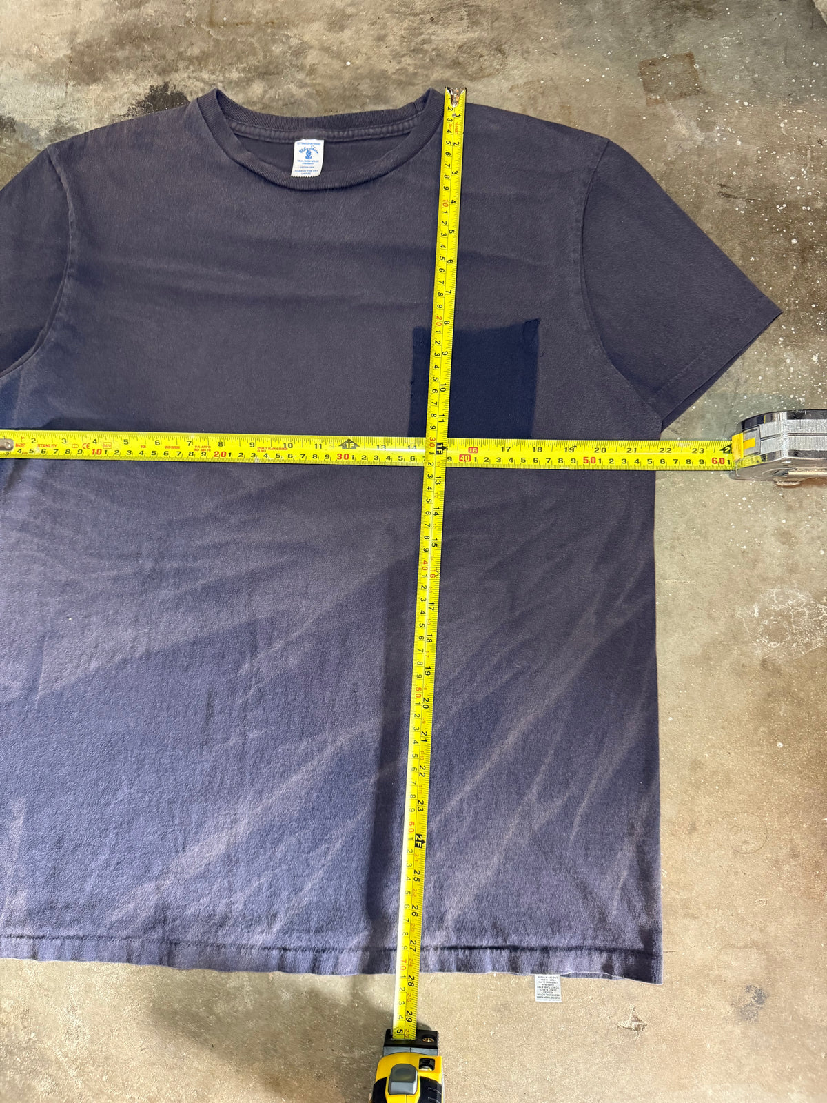 1990s Faded Navy Ghost Pocket Blank Tee (Large)