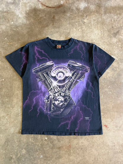 1990s Faded Lightning Thunder Biker Tee (Large)