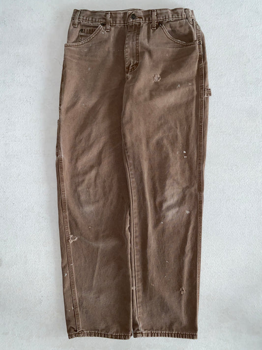 1990s Brown Distressed Dickie Workwear Pants [33x34]