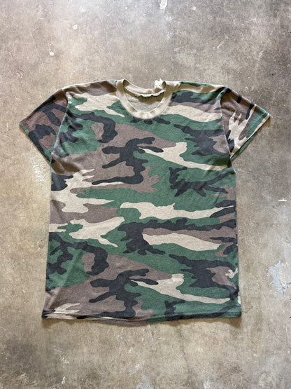 1990s Faded Camo Ringer Tee (Medium)